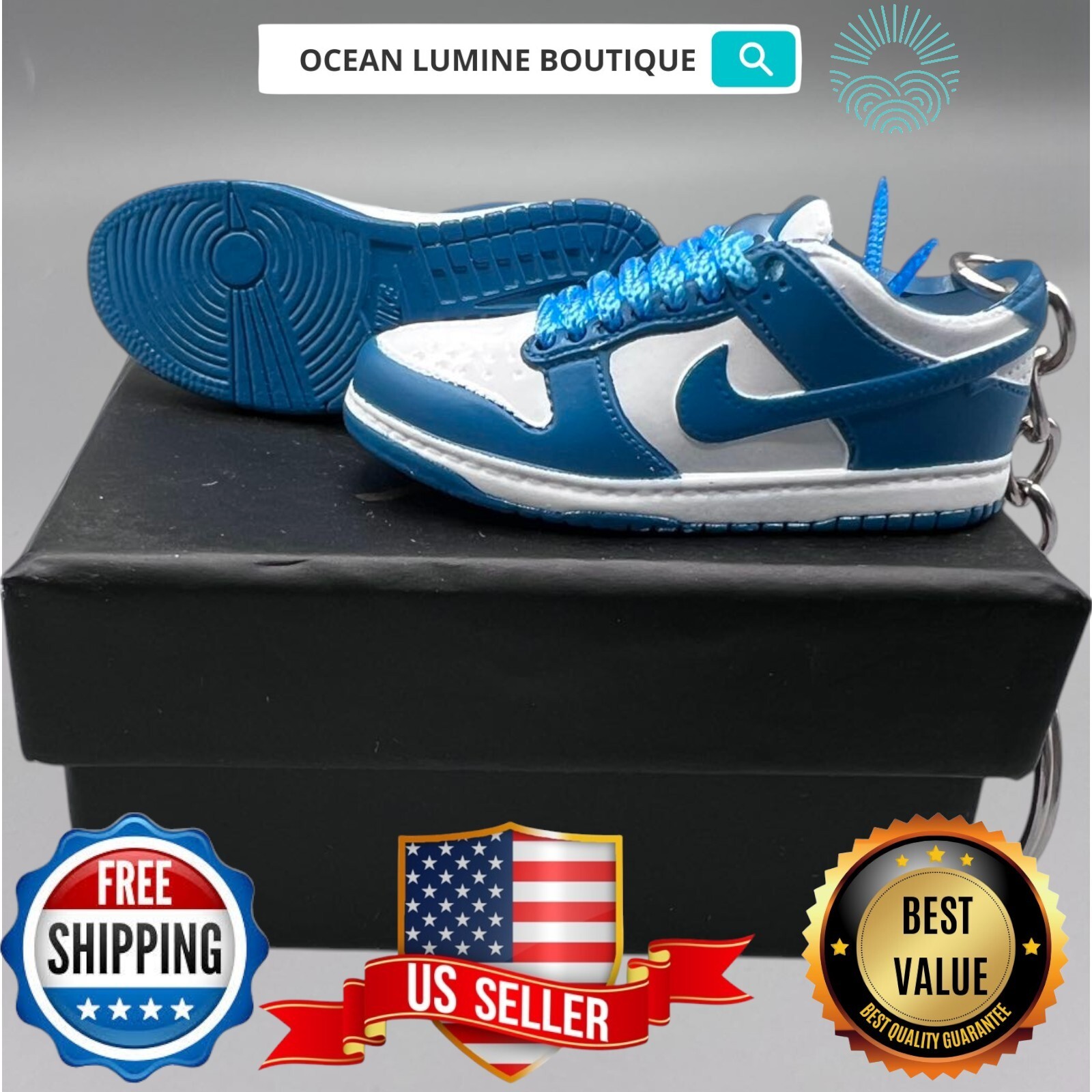 SB DUNK 3D Mini Sneaker Keychain, Jordan Sneaker Collectible, Box Options