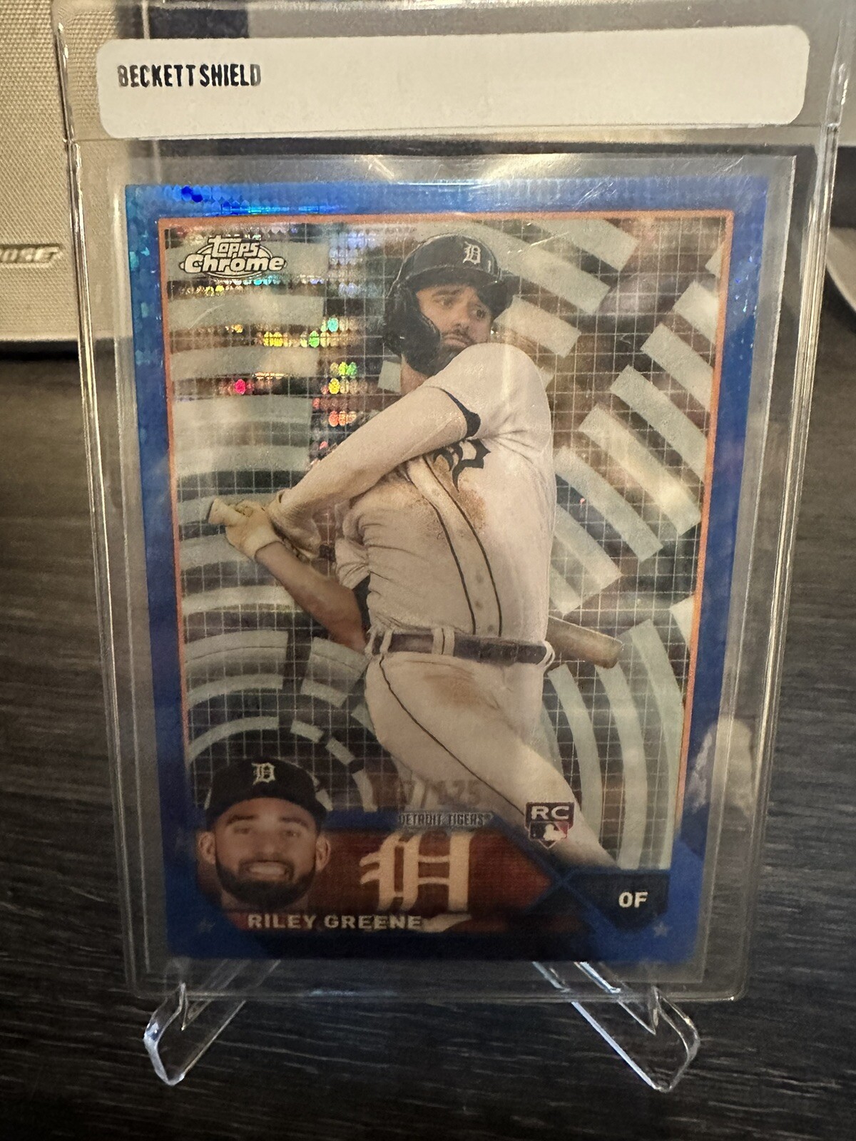 2023 Topps Chrome Riley Greene Rookie Sonar Blue Refractor /125 - Tigers #182