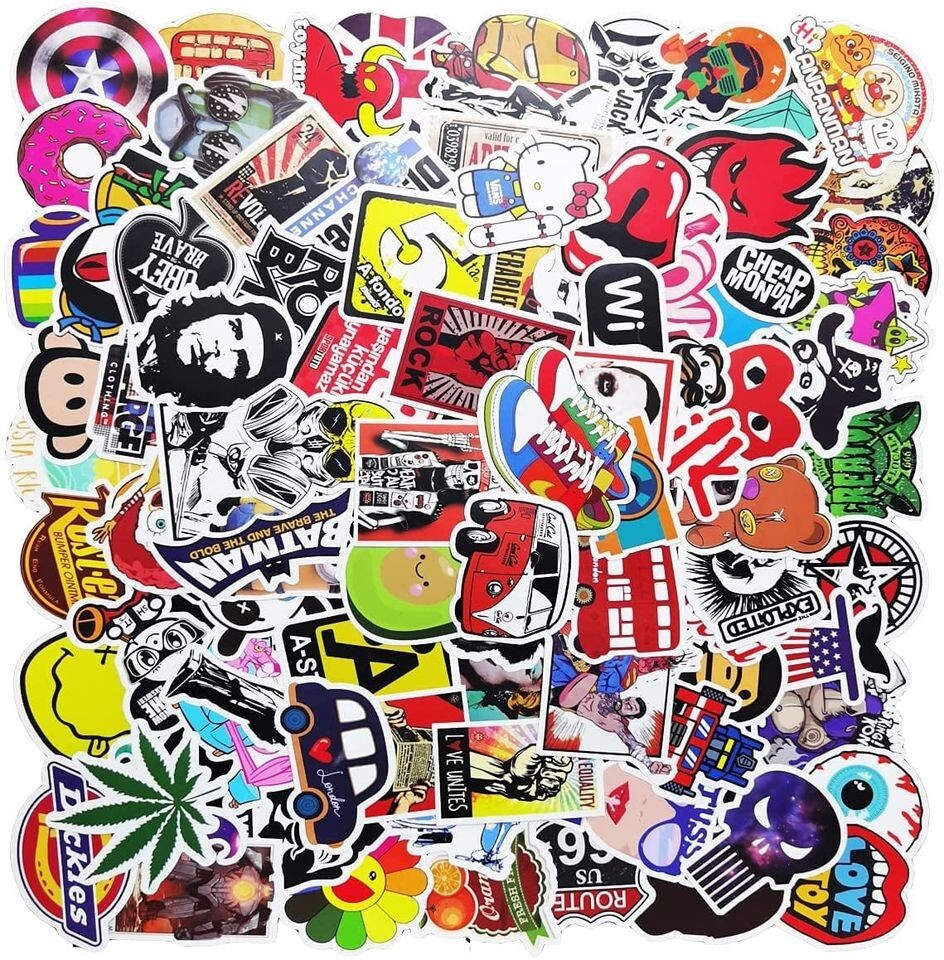 100 Skateboard Stickers Pack Lot Bomb Luggage Laptop Graffiti Tide Brand Decals