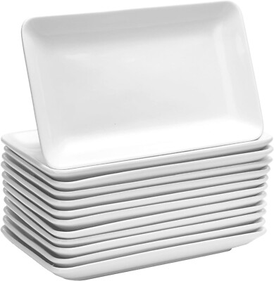 Crate & Barrel 9 X 11'' Plate Dinner White Rectangle edge smooth salad NEW