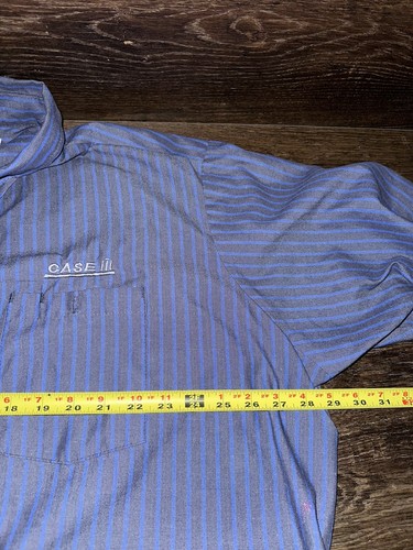 VTG Case IH Protexall Farm Work Wear Shirt Long Sleeve Adult 3XLT Blue Stripe US - Picture 6 of 7