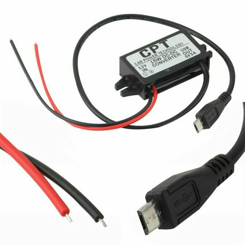 Waterproof DC 12V to 5V 3A 15W USB Car Power Converter - Micro USB / Mini USB