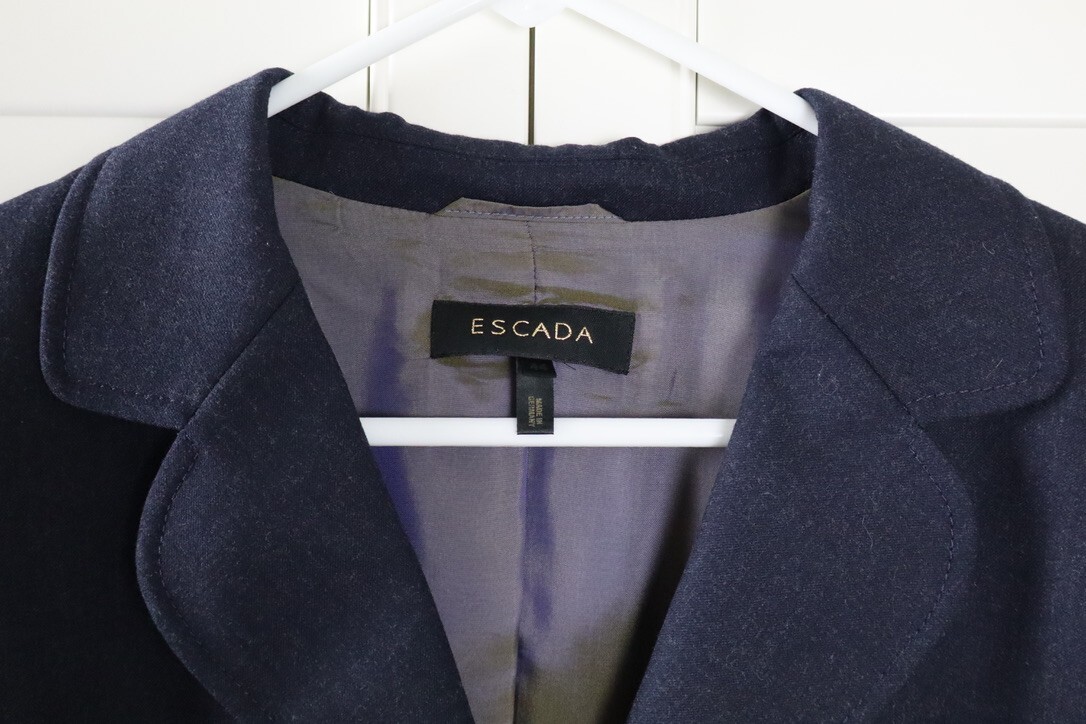 ESCADA $1400 Solid Gray Virgin Wool Structured Bl… - image 6