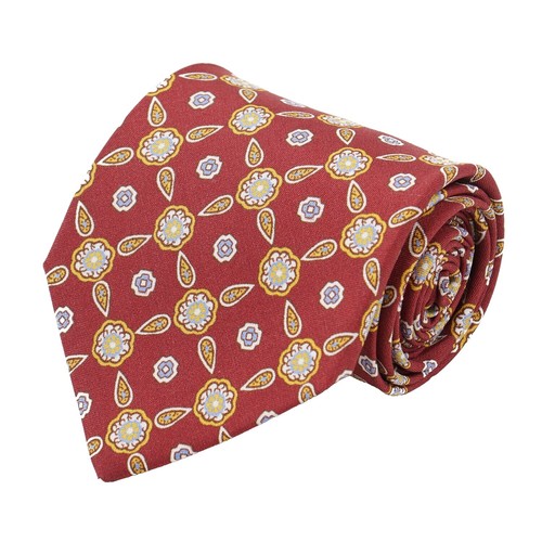 Cravate Luigi Borrelli Napoli 100% Soie - Motif Pois Roses - Largeur 9.5 Cm - NWT Avec Défauts