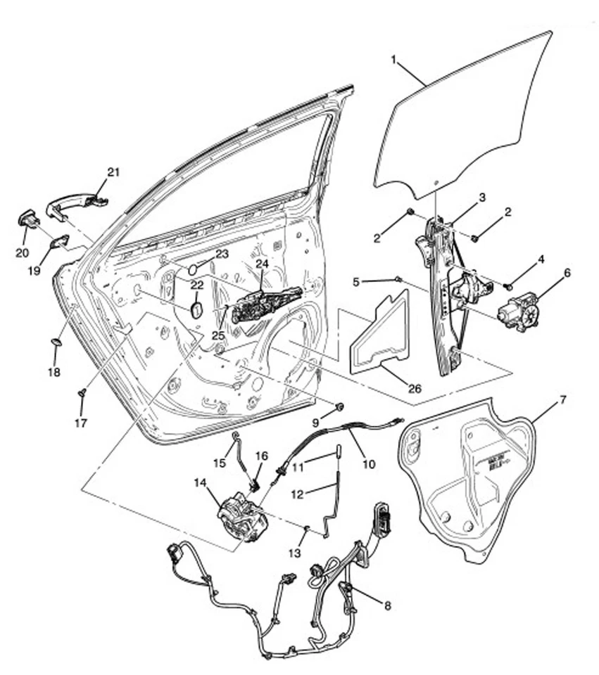 22836742 Conjunto regulador motor ventana trasero izquierdo Chevrolet Malibu Buick LaCrosse Foto 2 de 4