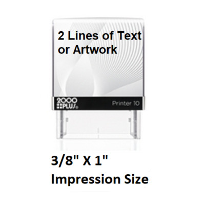 2000 COLOP Printer 10 - Self-Inking Stamp - 2 Lines of Text - Size 3/8'' X 1''