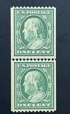 US  Stamps; Scott #348 Genuine Coil GUIDE LINE PAIR  M NH OG w/ PSE Cert $750 VF