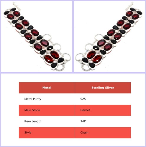 Sterling Silver Stone Mother Art Deco New Chain Handcrafted Channel-Set Bracelet - Imagen 26 de 31