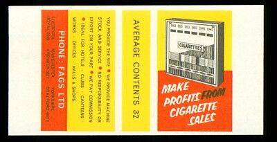 Matchbox Label Fags Ltd Machen Sie Gewinn aus Zigarettenverkauf Liverpool MU1316