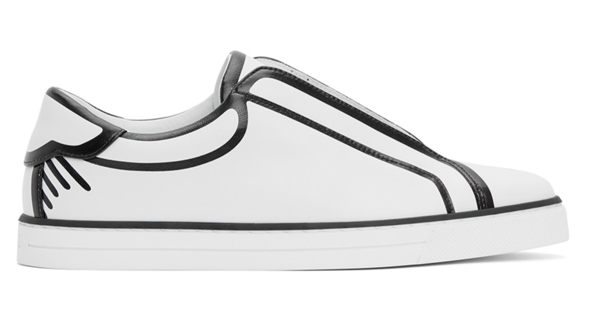 Fendi Joshua Vides Black White Leather Logo Low Top Slip On Fendi Joshua Vides Black White Leather Logo Low Top Slip On