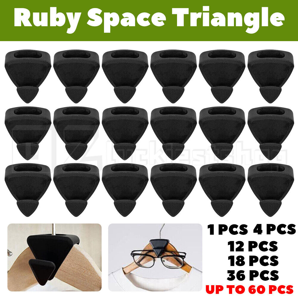 RUBY SPACE TRIANGLES Original AS-SEEN-ON-TV Ruby Space Triangles, Ultra-  Premium Hanger Hooks Triple Closet Space 18 PC Value Pack, Black, 2 in.  (Pack