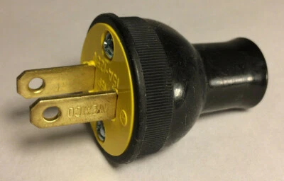 New Large Black Round Cord Plug For Large Round Wire, Cooper Brand #LP558