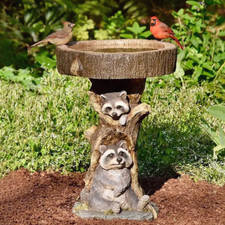 Deko Vogeltr&auml;nke Waschb&auml;rfamilie Natur Highlight f&uuml;r Au&szlig;enbereich Garten