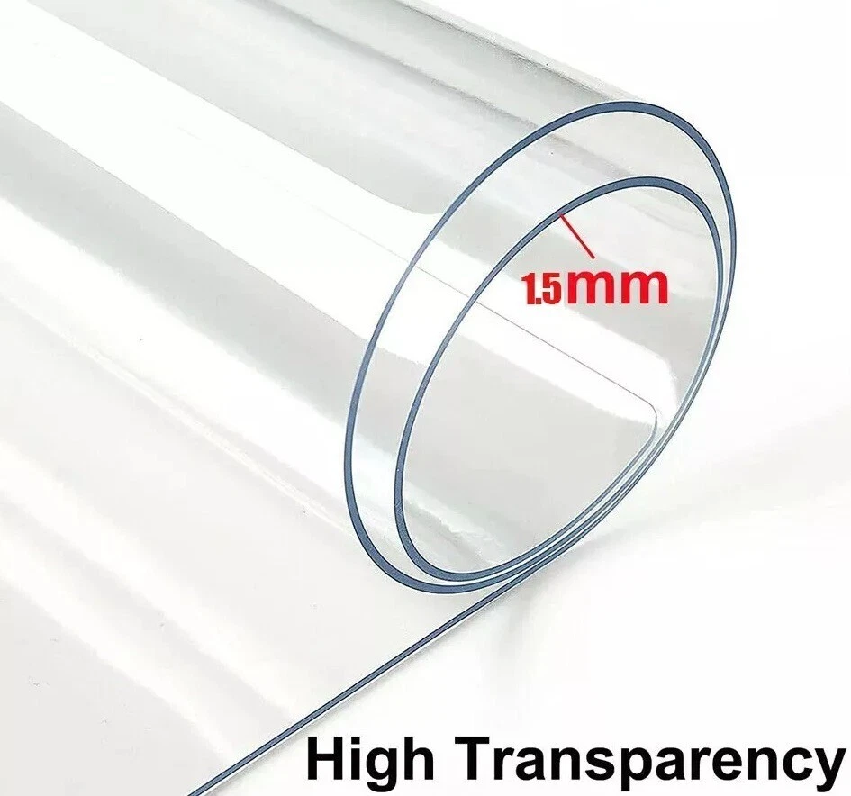 PVC Clear Transparent Table Protector Cover 1.5mm Thick  Vinyl PVC Tablecloth - Image 2 of 4