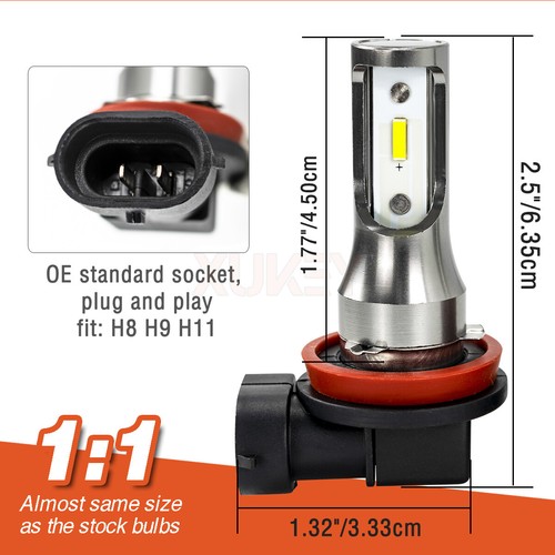 400% Super Bright H8 LED Fog Light Bulb 6000K Xenon White H9 H11 Bulbs 10.5W 2X - Picture 2 of 9