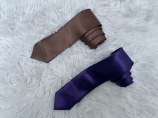 Men Tie Fashion Neck Tie Slim Fit Purple/Brown Ties Lot of 2 Ties