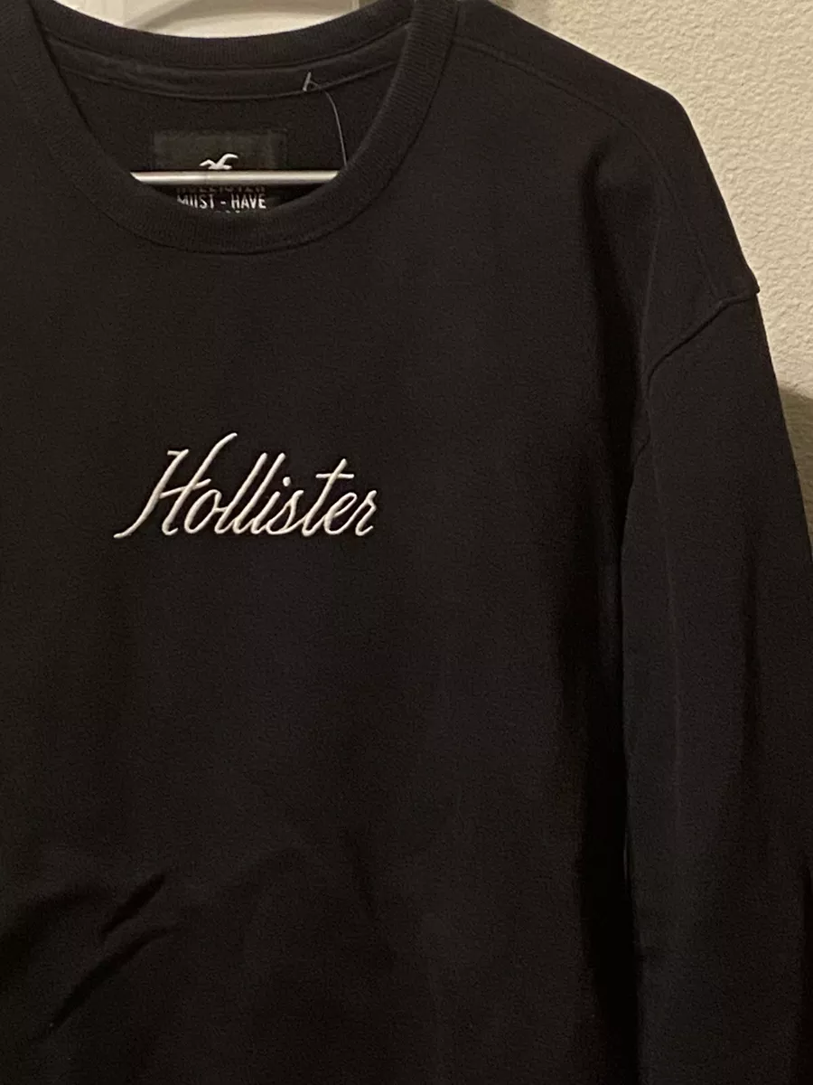 HOLLISTER MEN'S COTTON LONG SLEEVES CREW NECK SWEATSHIRT BLACK IN X-LARGE  SIZE.