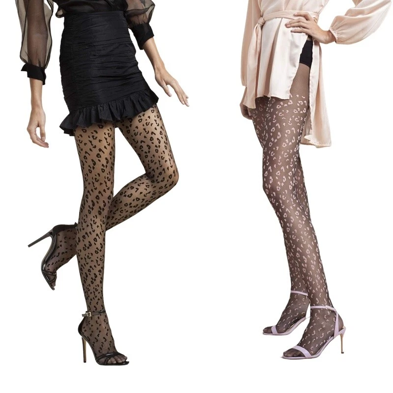 Collants Femme 20 Deniers Effet Tatouage Fiore Amare – Noir, Taille T4 – Semi-translucide, Pointe Renforcée