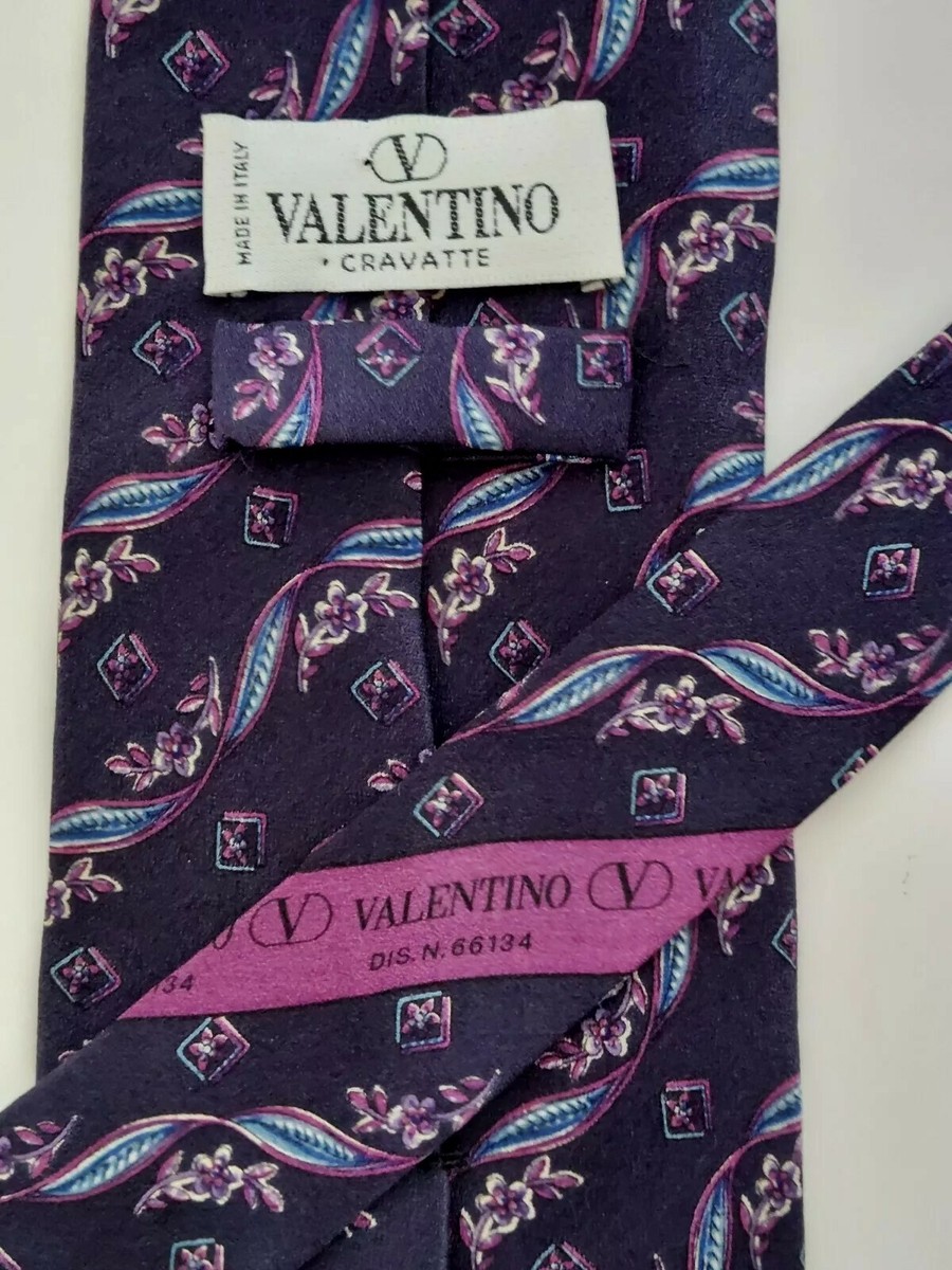 Valentino Cravatte Purple Floral Design Silk Tie Italy | eBay