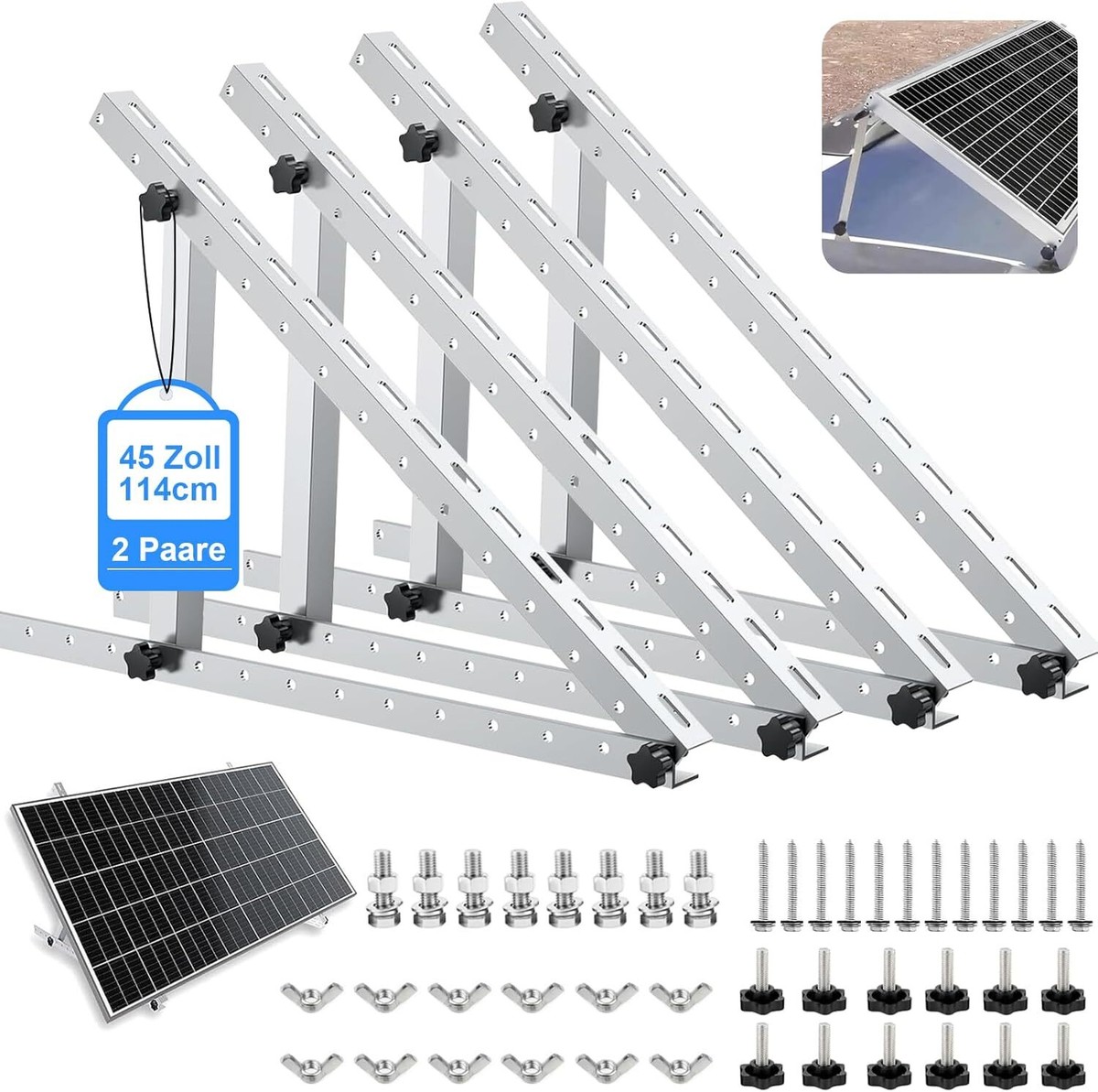 4/8X Solarpanel Solarmodul Halterung 114cm Photovoltaik