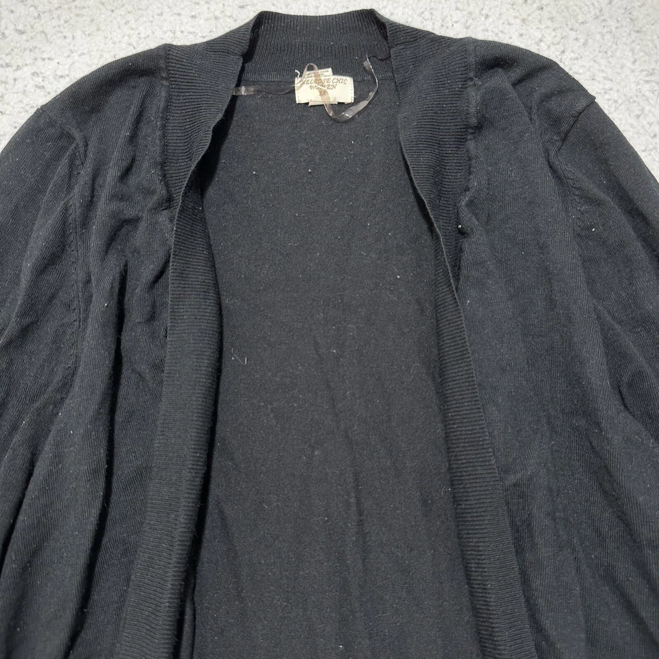 Cárdigan suéter Melrose Chic para mujer talla grande 1X frente abierto mezcla de rayón negro Foto 2 de 4