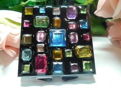 Black Mirror made with Multi- Color Swarvoski Crystals Silver Double Sided