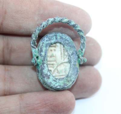 RARO ANTICO EGIZIO ANTICO ANELLO FARAONICO REALE Scarabeo (A+1)