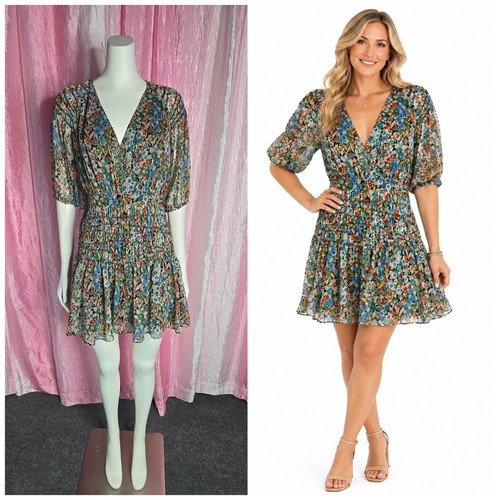 Ted Baker, Ted Baker London Hendria Floral Tiered Smocked Mini Dress Size 2