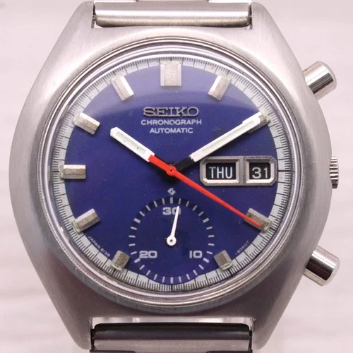Vintage 1972 Seiko Mens Watch Chronograph Automatic Stainless Steel