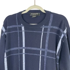 Hathaway Platinum Mens 100% Cashmere Pullover Sweater Plaid Preppy Size Large
