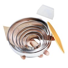 8 Piece Round Cookie Cutter  Scraper Set - 6 Stainless Steel Biscuit Cutters...