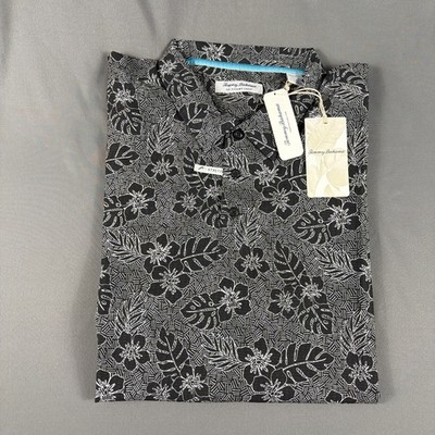 Tommy Bahama Golf Shirt Polo Aloha Geo Print 2XLT Black Polyester NWT MSRP $128