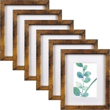 Set of 6 Frames 8x10 Picture Frame Brown - 5x7 With Mat - 8x10 Without Mat