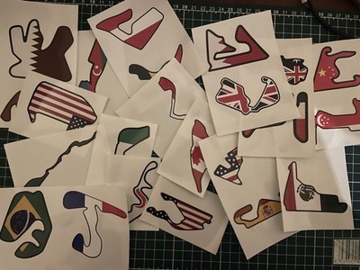 24 x F1 Rennstreckenaufkleber | Formel 1 Rennstrecke Vinyl Sticker