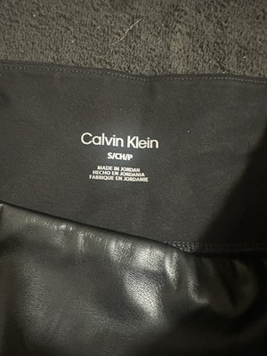 Calvin Klein women s Black With Faux Leather Leggings