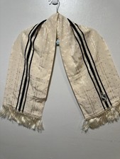 DKNY Vintage Scarf, Collegiate Inspired w/Crest , Ivory w/ black ,100 Silk