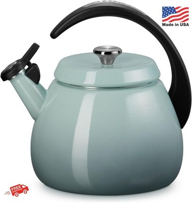 Le Creuset 2.2 qt Sea Salt Enamel Steel Cloche Kettle with Whistle