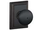Schlage Plymouth Bed and Bath Door Knob w/ Addison Trim Aged Bronze