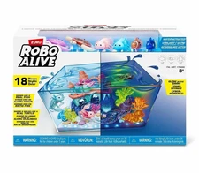 NEW Zuru Robo Alive Light Up Aquarium Set with 18 Pieces Glow in the Dark Fish.