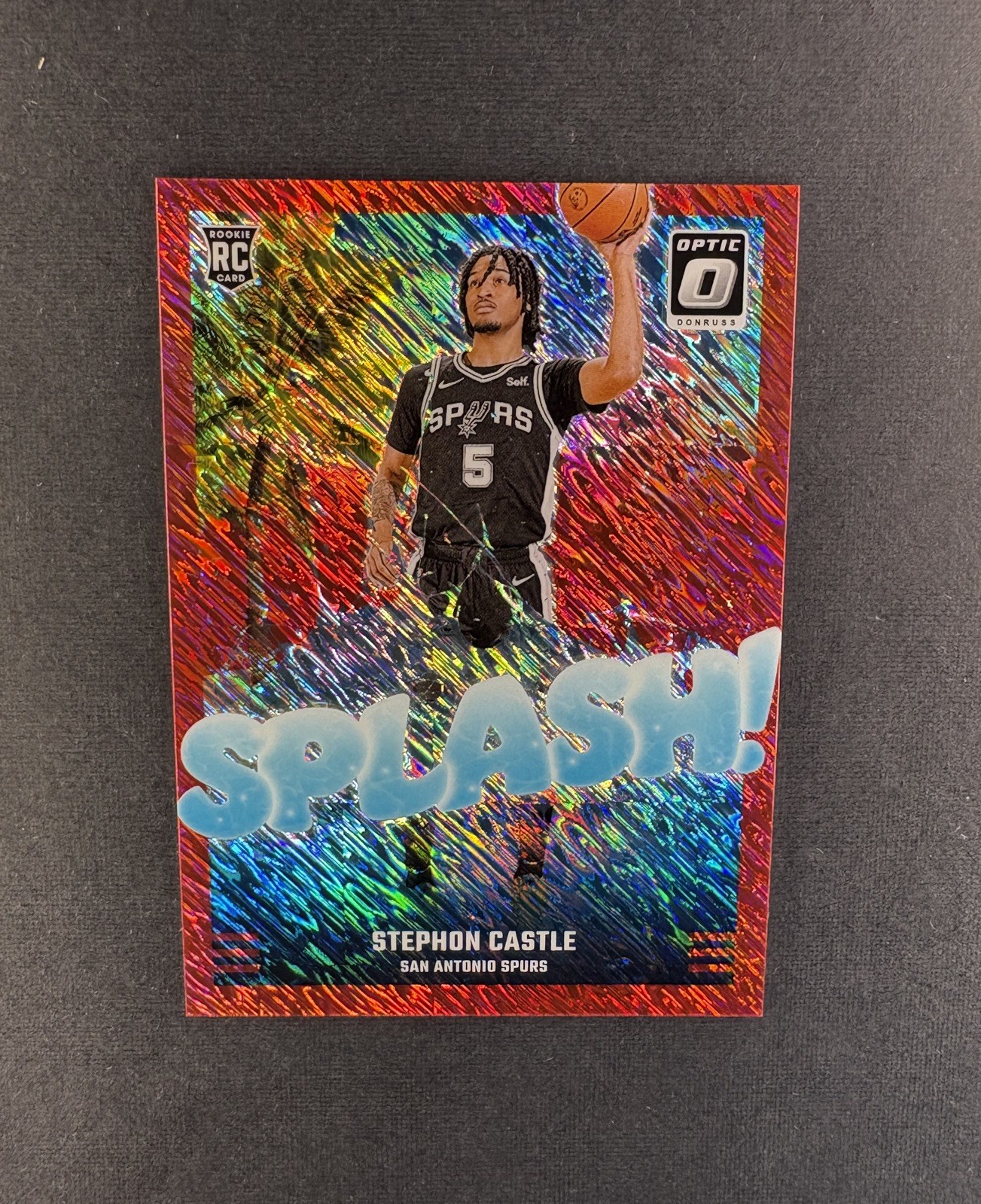 2024-25 Panini Donruss Optic Stephon Castle Splash Red Shimmer /75 #14 - Spurs
