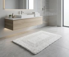 KEMA Bathroom Rugs 17"x24", Cotton Reversible 1'5" x 2' Rectangular , White