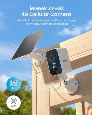 IeGeek 4G LTE Cellular Solar Überwachungskamera, kein WLAN eingebaute SIM-Karte magnetisch