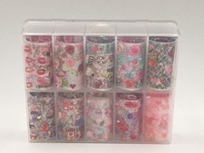 Unbranded 10 Piece Box Set of Nail Foil Transfer Stickers "Heart Mee" Pink Multi