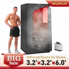 3.2’ x 3.2’ x 6.0’Portable Steam Sauna Box, Infrared Sauna for Home W/ Red Light