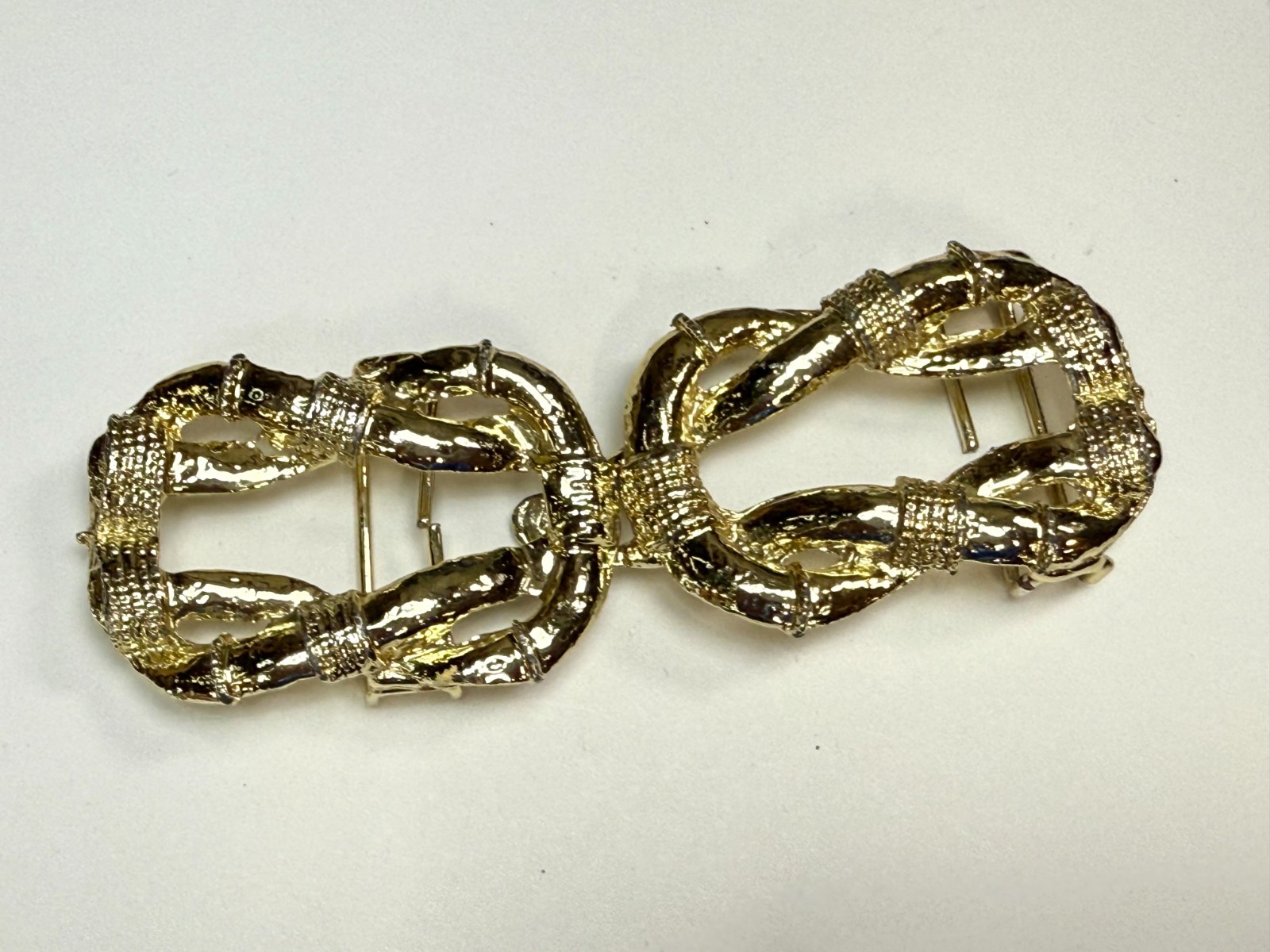 Bamboo Knotted Interlocking Two Piece Vintage Gol… - image 13