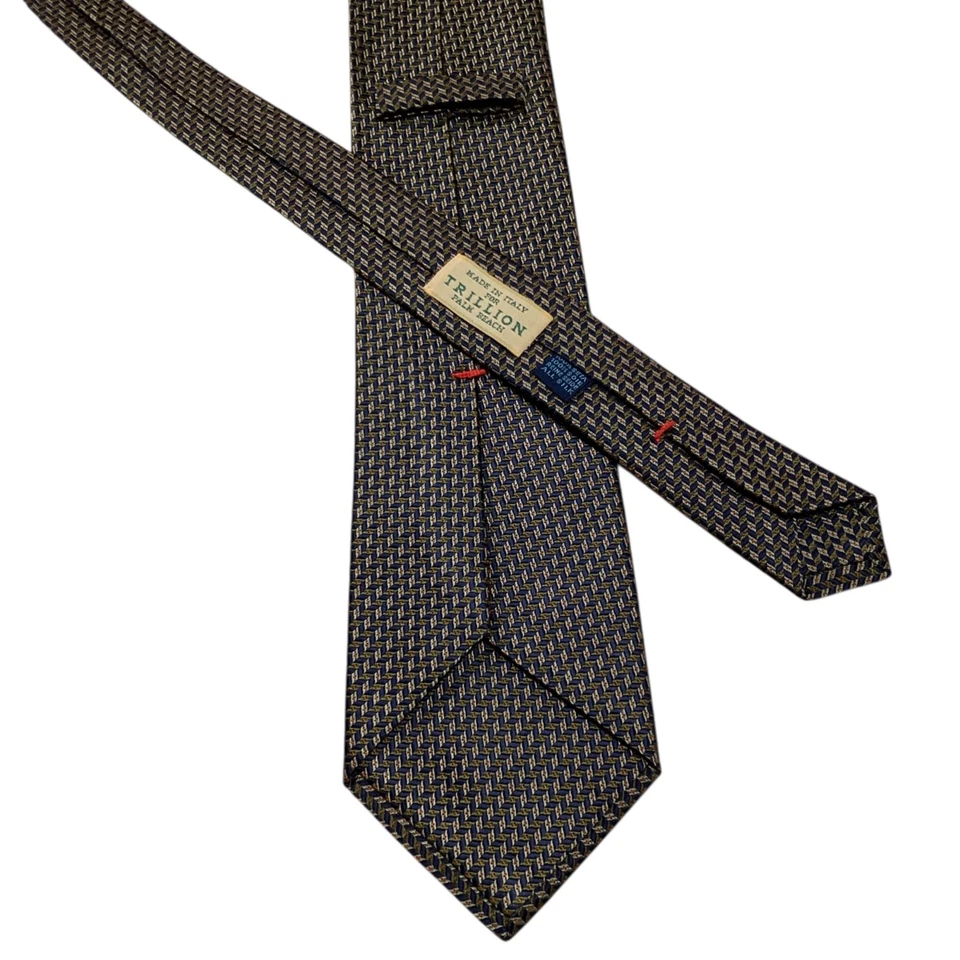 Corbata de seda para hombre TRILLION PALM BEACH ITALIA diseñador geométrico azul/verde usada en excelente estado Foto 3 de 3