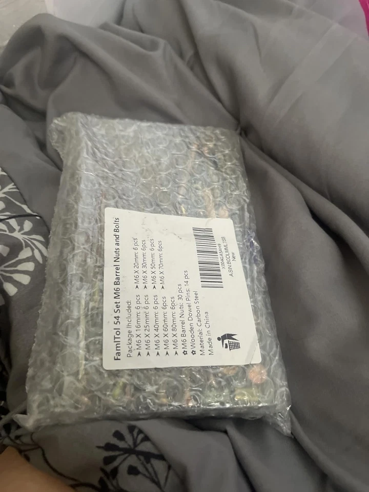 Juego de herrajes para muebles 54 piezas M6 acero al carbono tornillos tuercas pasador marco de cama Foto 2 de 2