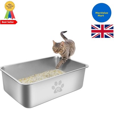 PTLOM Katzentoilette aus Edelstahl, groß Metall XL