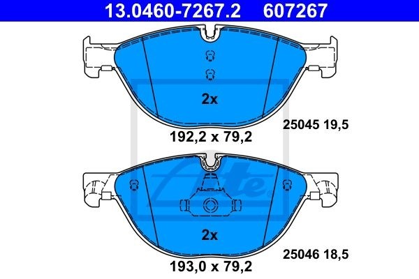 Fits ATE 13.0460-7267.2 Brake Pad Set, disc brake