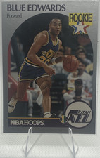 1990-91 NBA Hoops Blue Edwards #288 Rookie Utah Jazz Base Basketball Card. rookie card picture
